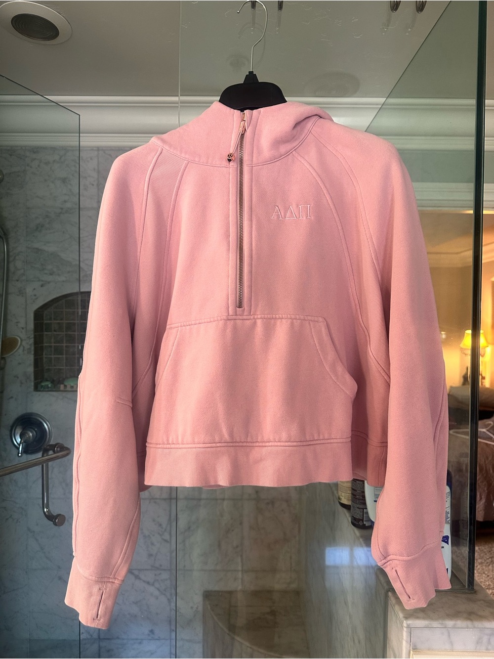 Lululemon Scuba Oversized Half Zip Hoodie Pink Alpha Delta Pi - XL
